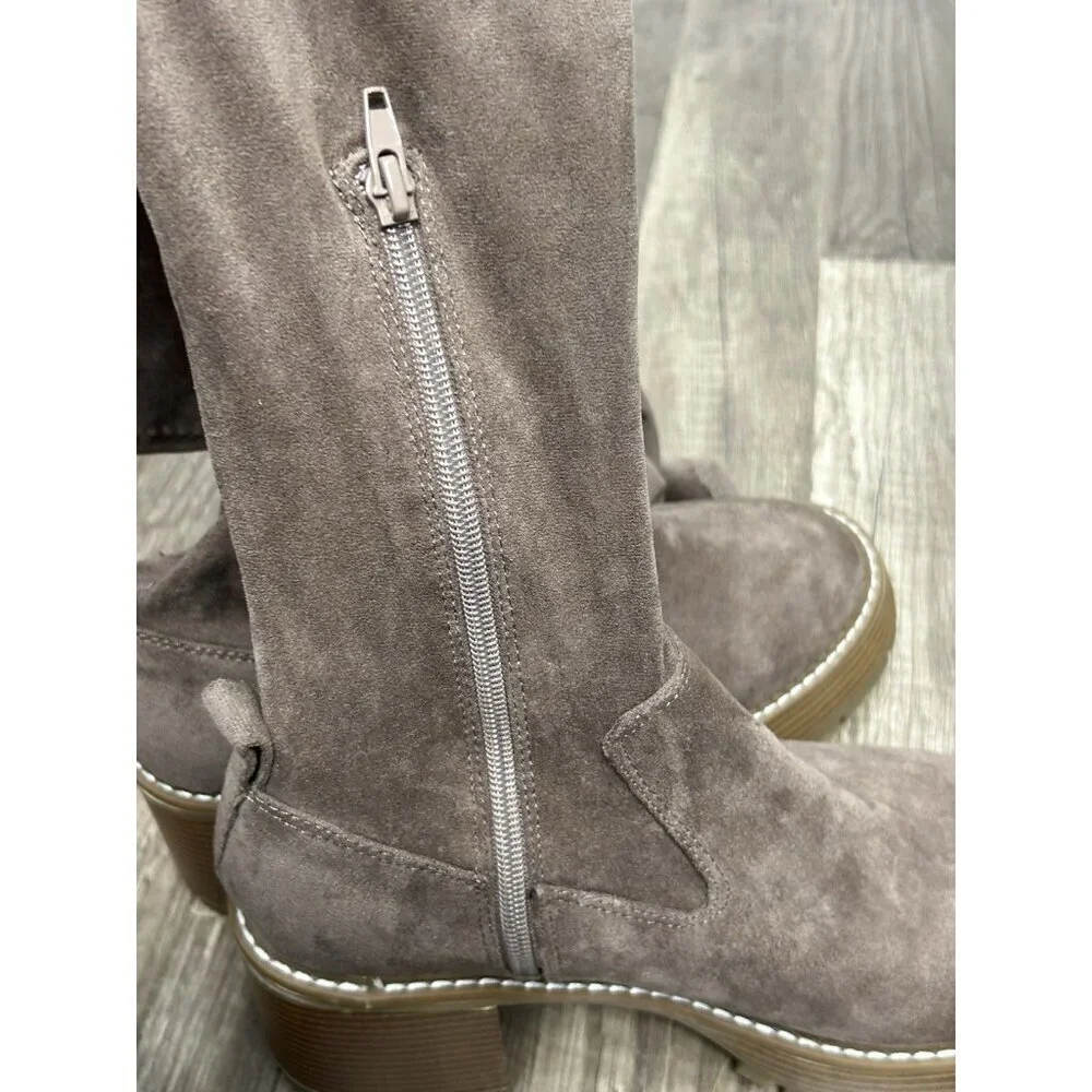 NEW Altar’d State Faux Suede Over The Knee Boots Taupe Chunky Lug Sole Size 8.5M
